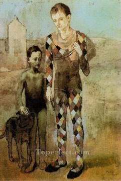 パブロ・ピカソ Painting - 犬を連れた二人の曲芸師 1905 年キュビスト パブロ・ピカソ